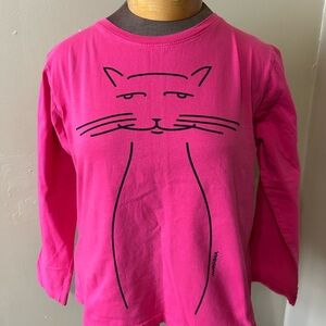 Marüshca Hand Painted Cat Long Sleeve T Shirt Sz Large